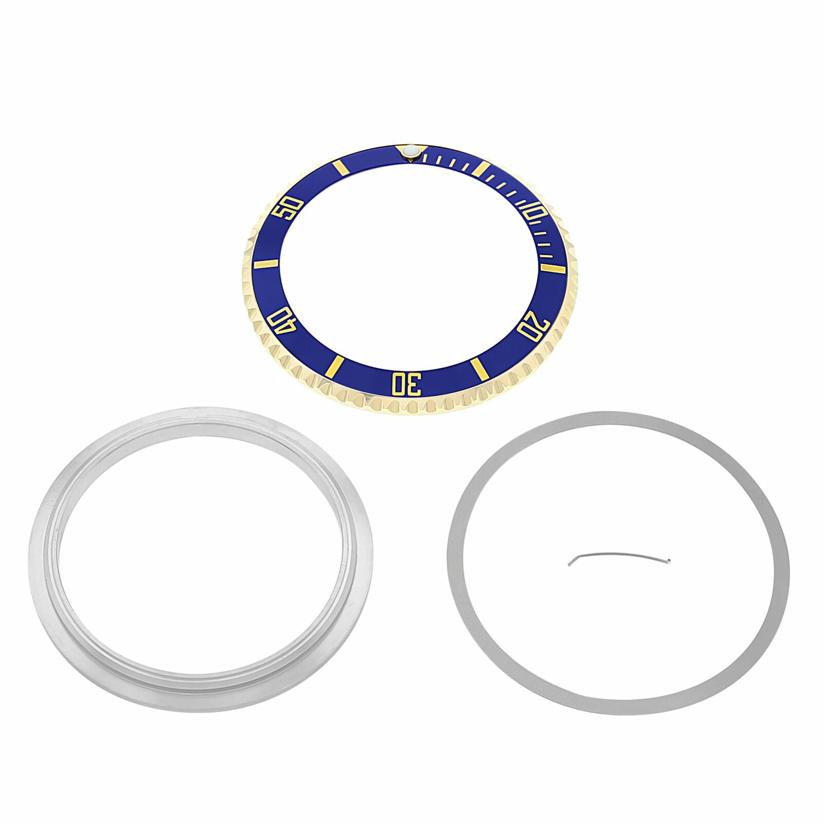 BEZEL + RETAINING + INSERT FOR ROLEX SUBMARINER 18K REAL GOLD 16800 16610 BLUE