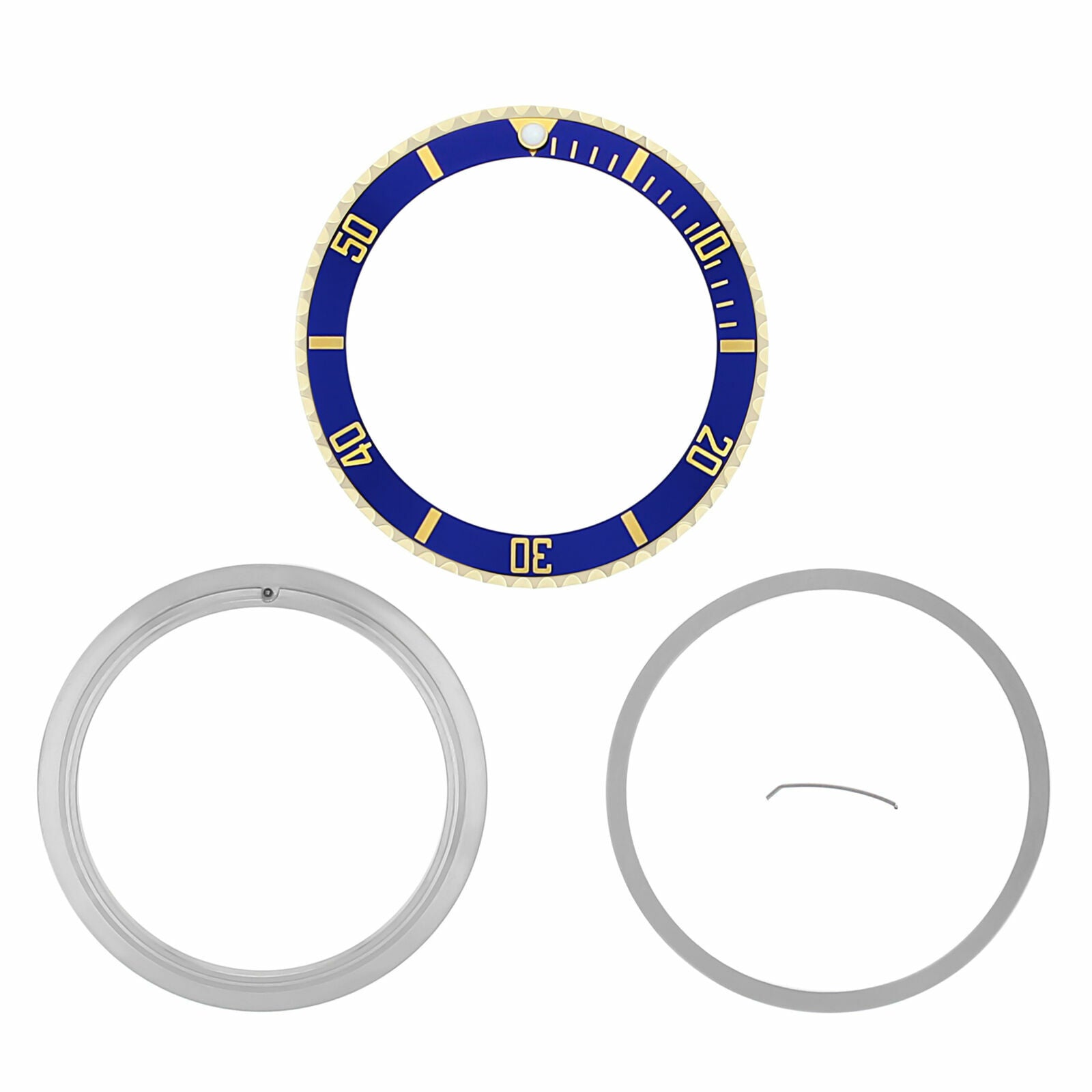 BEZEL + RETAINING + INSERT FOR ROLEX SUBMARINER 18K REAL GOLD 16800 16610 BLUE