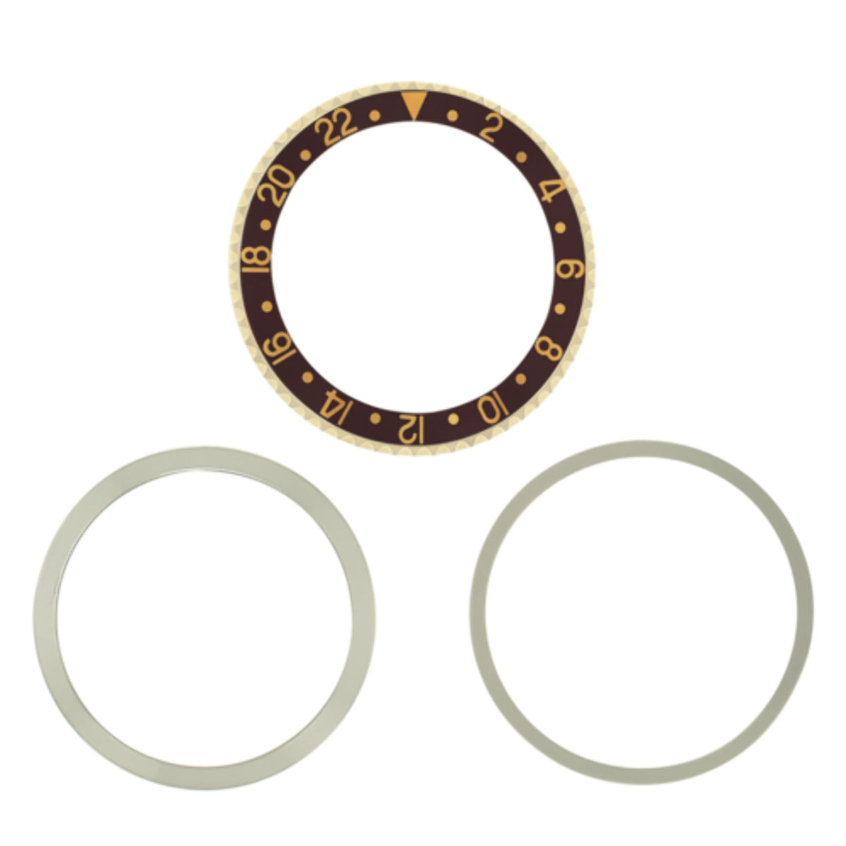 BROWN BEZEL, INSERT,RETAINING RING FOR ROLEX GMT 18K GOLD 1670, 1675