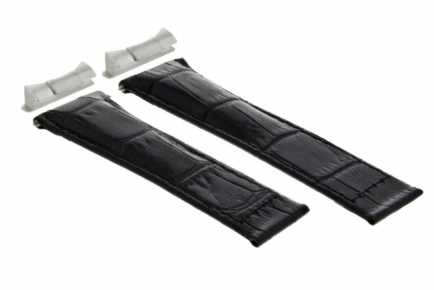 20MM LEATHER WATCH BAND STRAP FOR ROLEX DATEJUST 16013 16200,16233,16234 ENDLINK - SILVER - POISHED CENTER