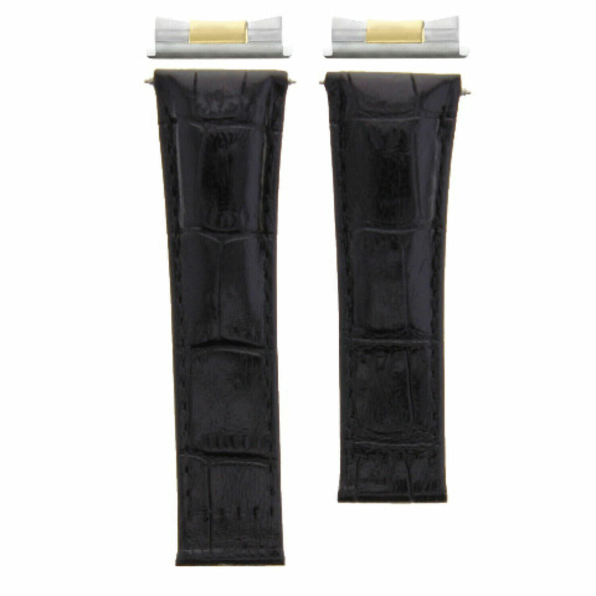 20MM LEATHER WATCH BAND STRAP FOR ROLEX DATEJUST 16013 16200,16233,16234 ENDLINK - SILVER - POISHED CENTER