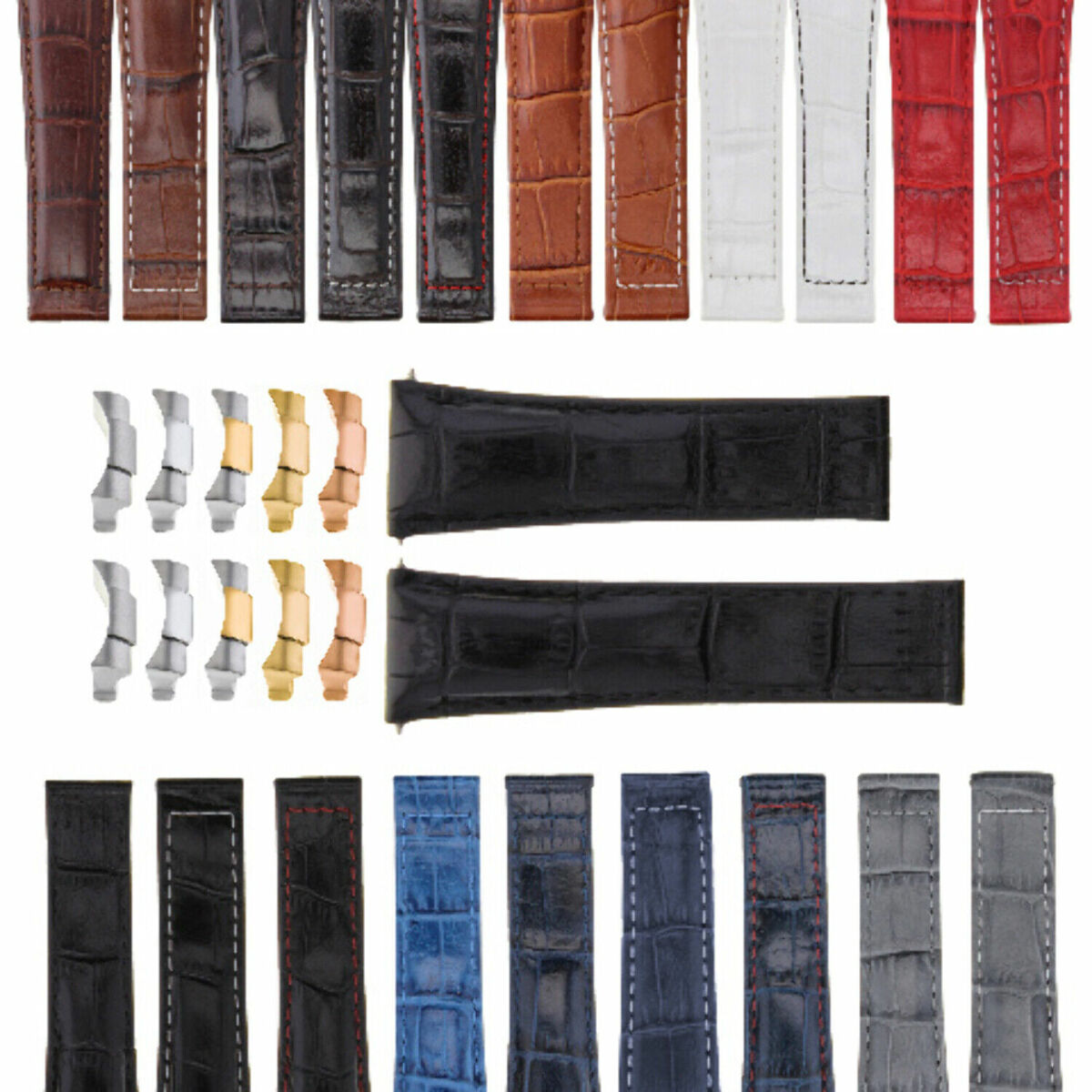 20MM REPLACEMENT LEATHER WATCH BAND STRAP WITH ENDPIECES FOR ROLEX DAYTONA 40MM