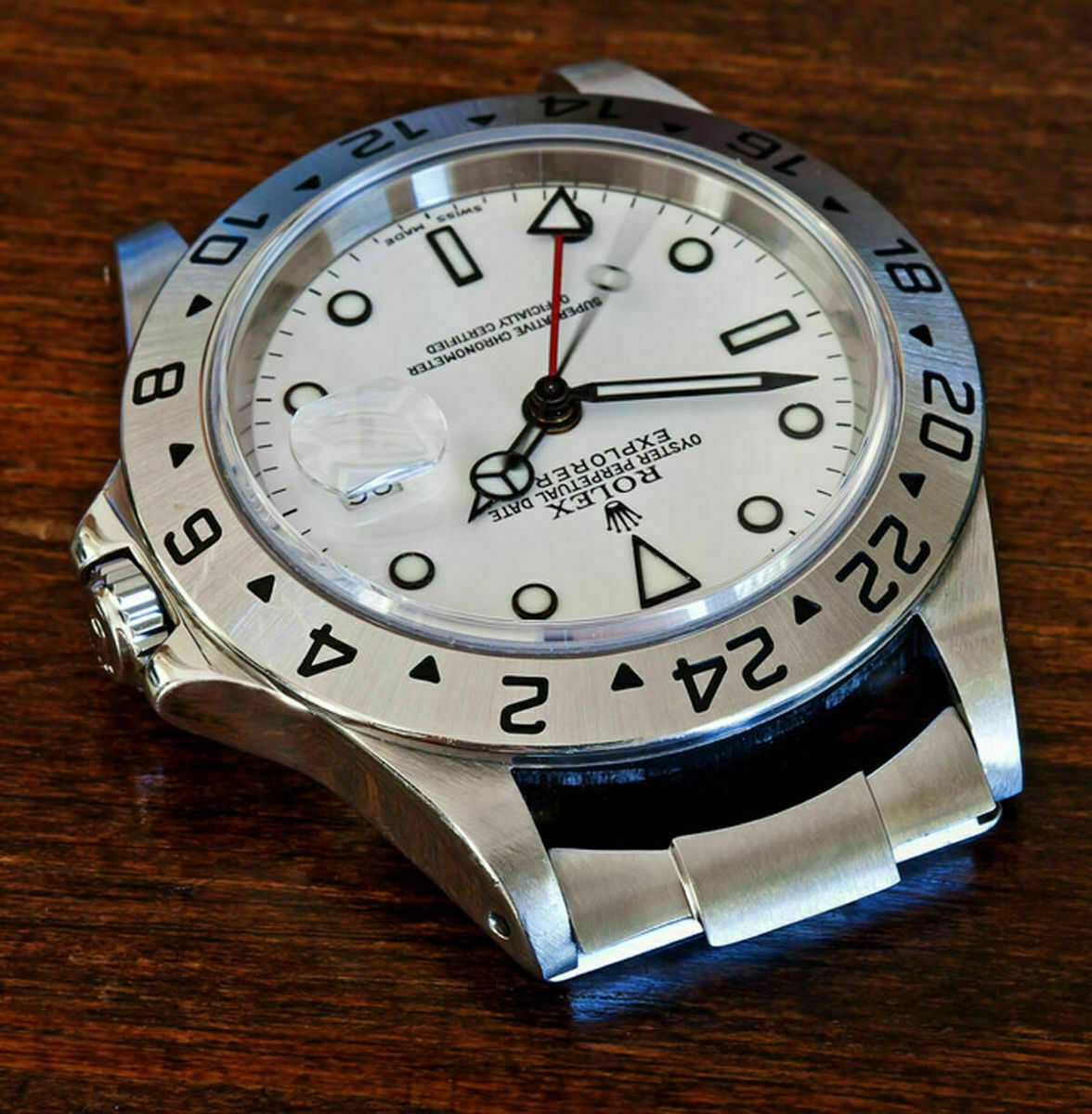 20MM LEATHER WATCH BAND STRAP FITS ALL ROLEX GMT MASTER 2 MODEL WATCH WITH ENDPIECES - SILVER - POISHED CENTER