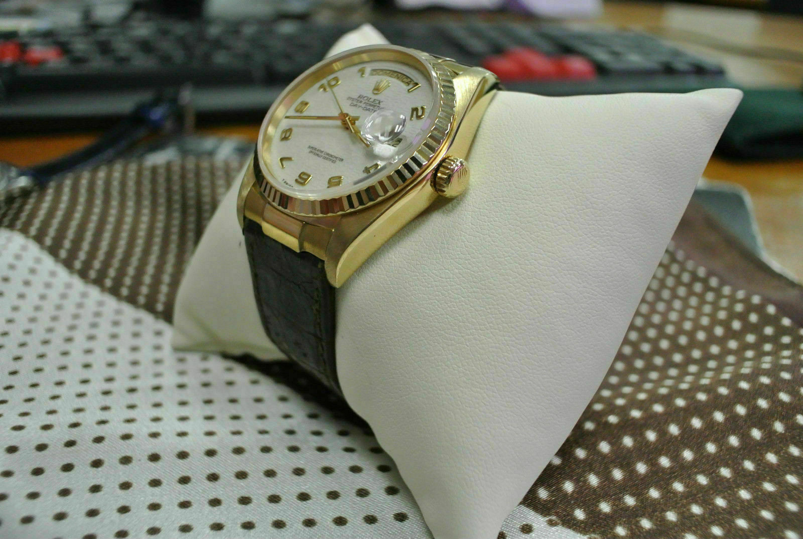 20MM LEATHER WATCH BAND STRAP FITS ALL ROLEX GMT MASTER 2 MODEL WATCH WITH ENDPIECES - GOLD