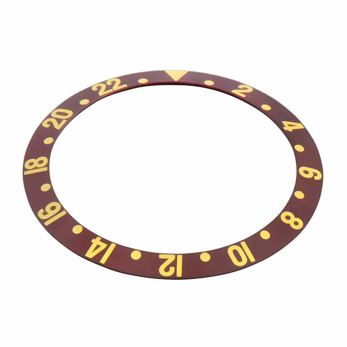 REPLACEMENT BEZEL INSERT BROWN FAT FONT FOR WATCH 37.50MM X 30.50MM