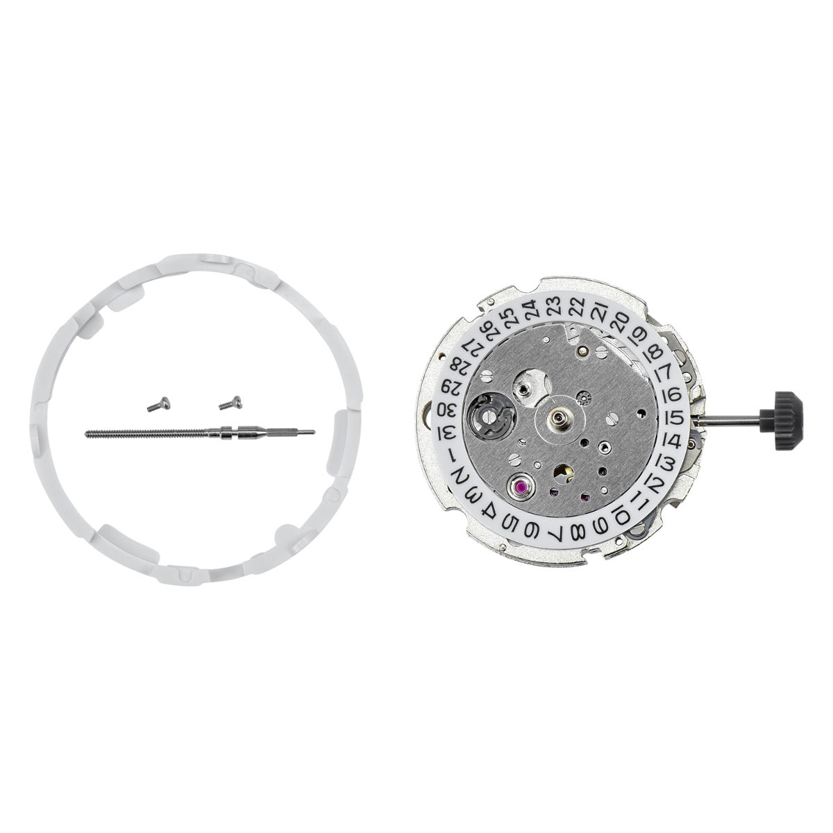CITIZEN MIYOTA 8215 MOVEMENT 21 JEWELS AUTOMATIC DATE @3 SILVER JAPAN + STEM