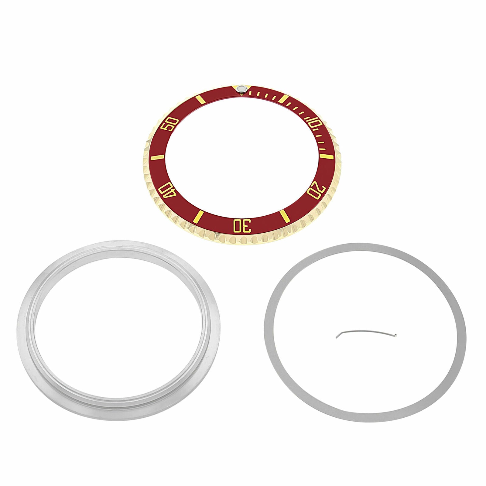 BEZEL & INSERT & RETAINING FOR ROLEX SUBMARINER 18KY GOLD 16800 16808 16613 RED