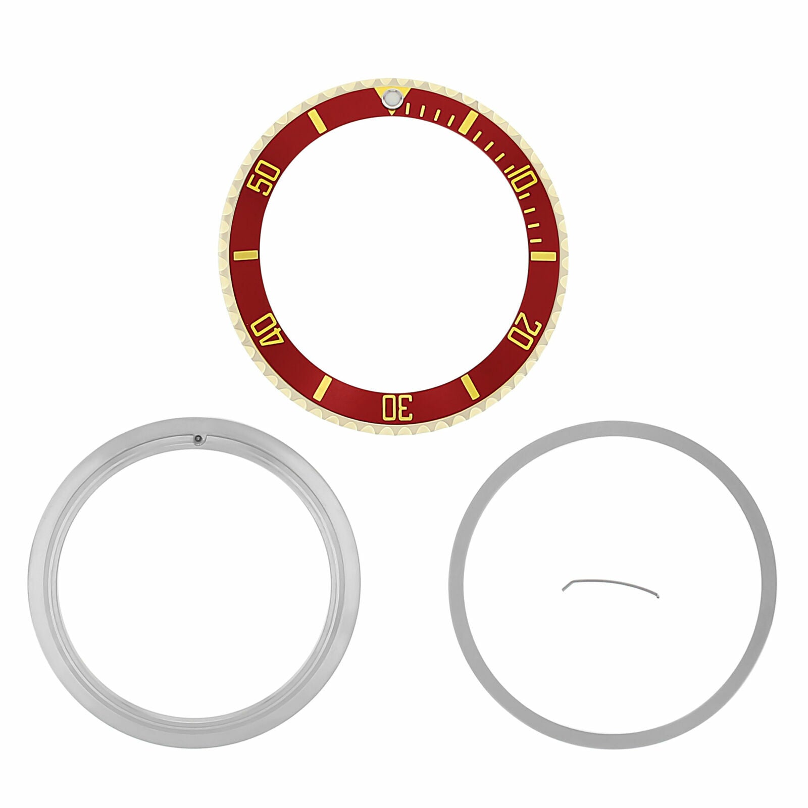 BEZEL & INSERT & RETAINING FOR ROLEX SUBMARINER 18KY GOLD 16800 16808 16613 RED