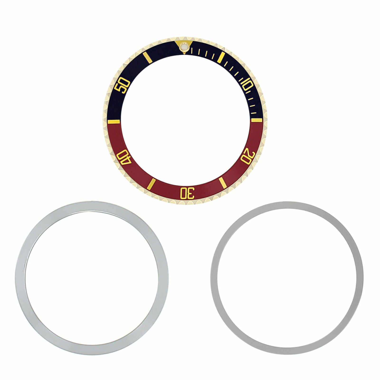 BEZEL & INSERT +RETAINING FOR ROLEX SUBMARINER 5508 5512 5513 1680 BLUE/RED GOLD