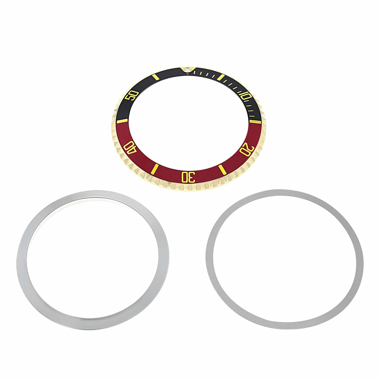 BEZEL+INSERT + RETAINING FOR ROLEX SUBMARINER 18K GOLD 5512 5513 1680 BLACK/RED