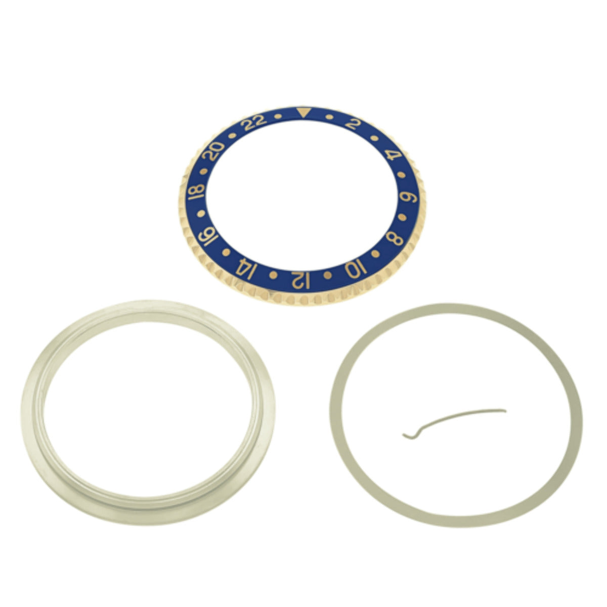 BEZEL+ INSERT RETAINING FOR ROLEX GMT 18K REAL GOLD 16700 16710 16718 16760 BLUE