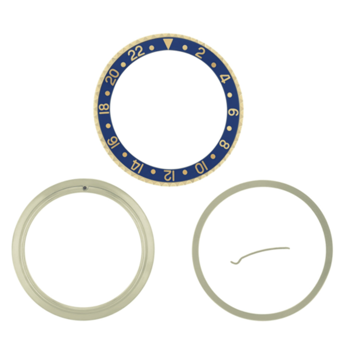 BEZEL+ INSERT RETAINING FOR ROLEX GMT 18K REAL GOLD 16700 16710 16718 16760 BLUE