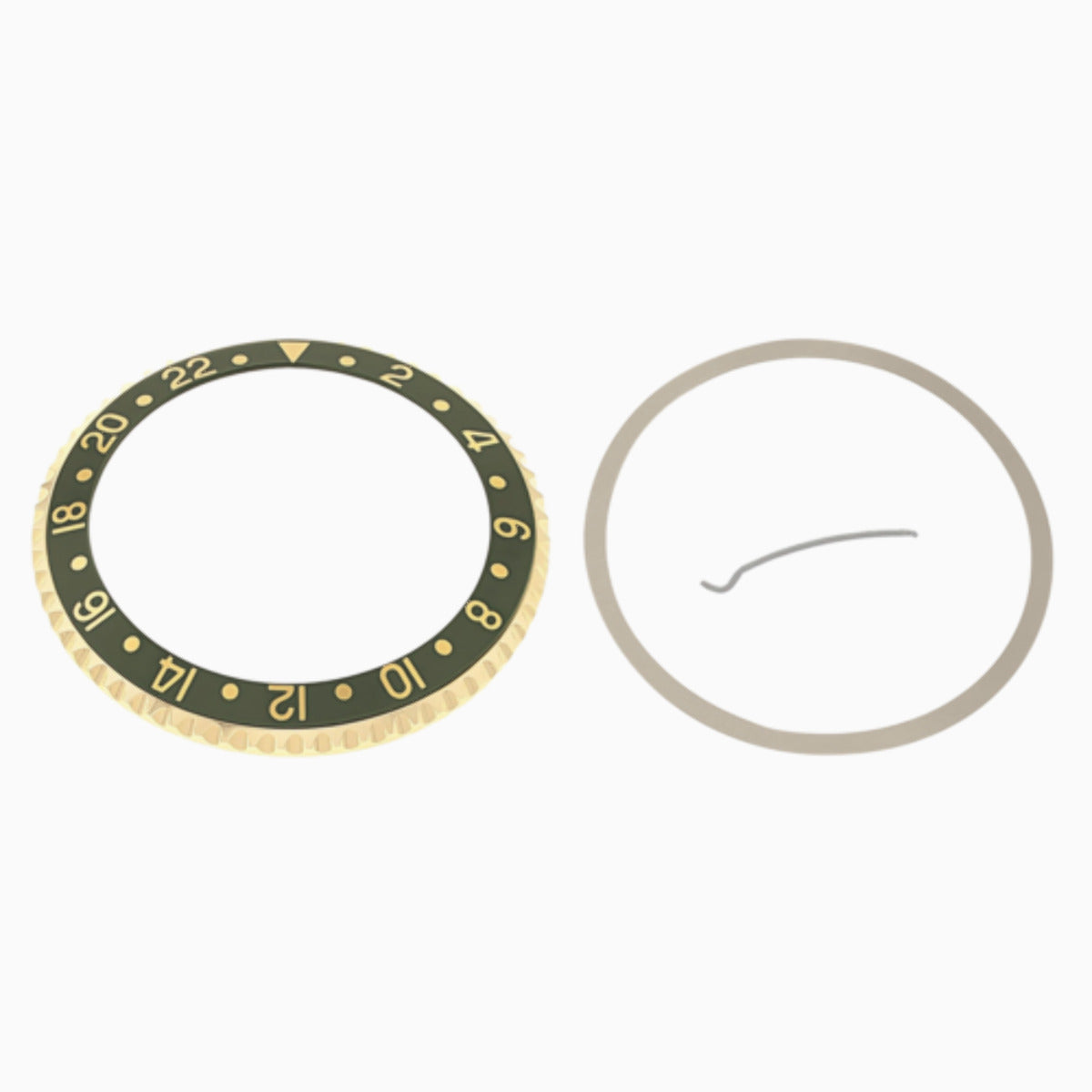 BEZEL & INSERT FOR ROLEX GMT I, II 18KY REAL GOLD 16700 16713 16718 16760 GREEN