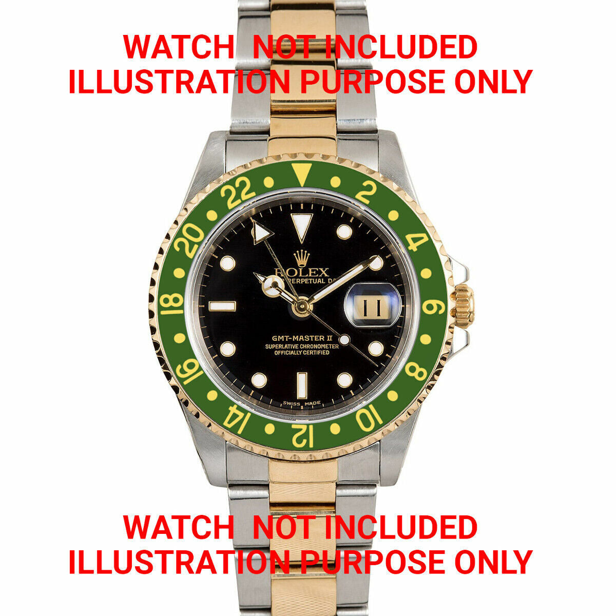 BEZEL & INSERT FOR ROLEX GMT I, II 18KY REAL GOLD 16700 16713 16718 16760 GREEN