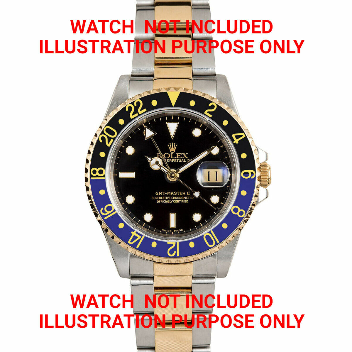 BATMAN BEZEL & INSERT FOR ROLEX GMT 18KY GOLD 16700 16713,16718,16760 BLACK/BLUE