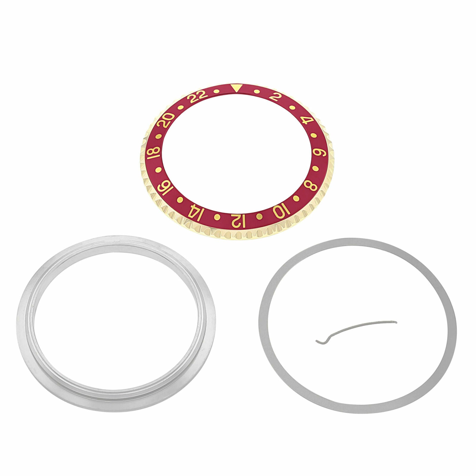 BEZEL+INSERT+RETAINING FOR ROLEX GMT 18K REAL GOLD 16700 16710 16713 16718 RED