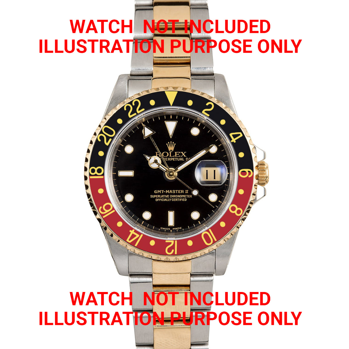 BEZEL,INSERT,RETAINING FOR ROLEX GMT 18K GOLD 1675 16750 16753 16758 BLACK/RED