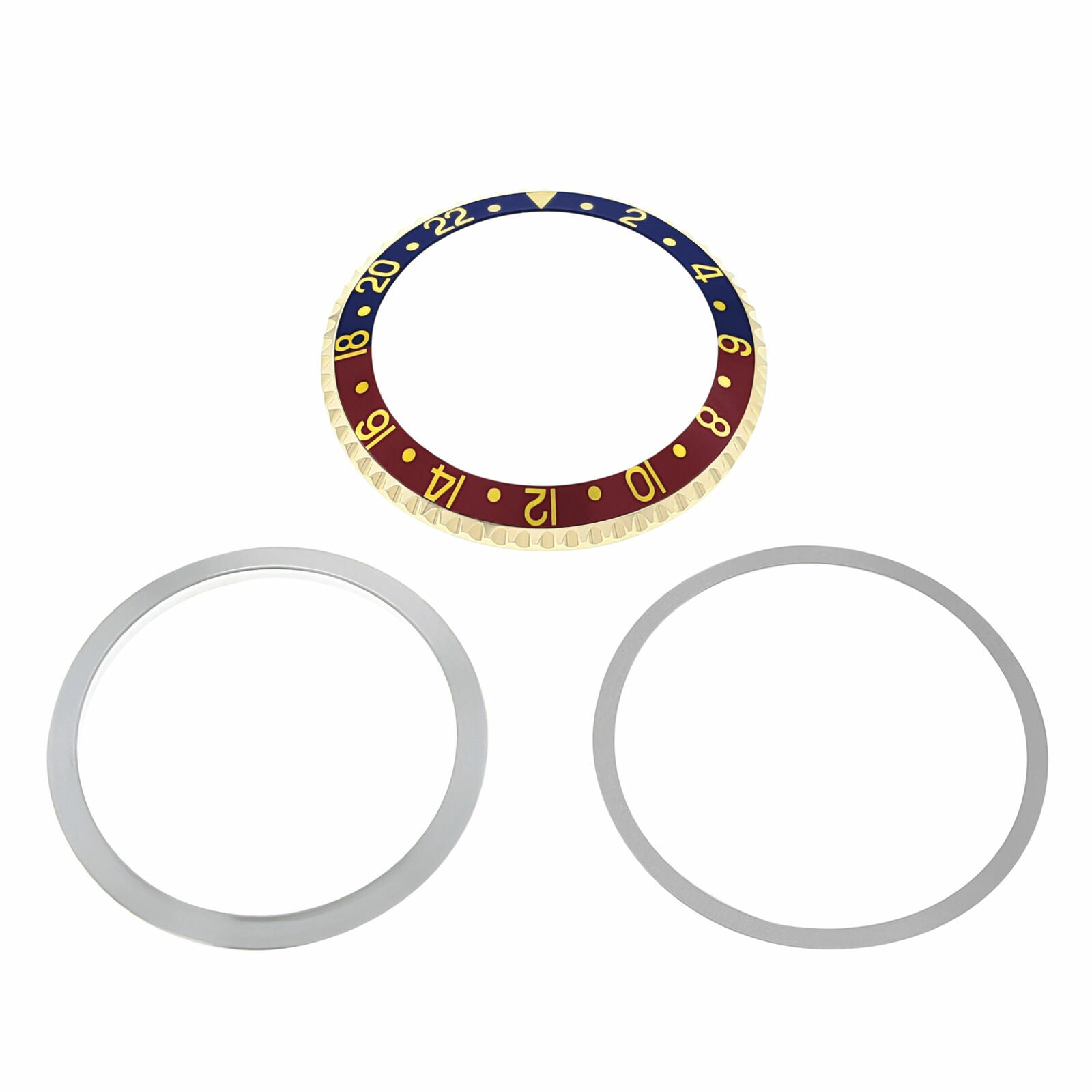 BEZEL & INSERT,RETAINING FOR ROLEX GMT 18K REAL GOLD 1675 16750 16753 16758 PEPSI