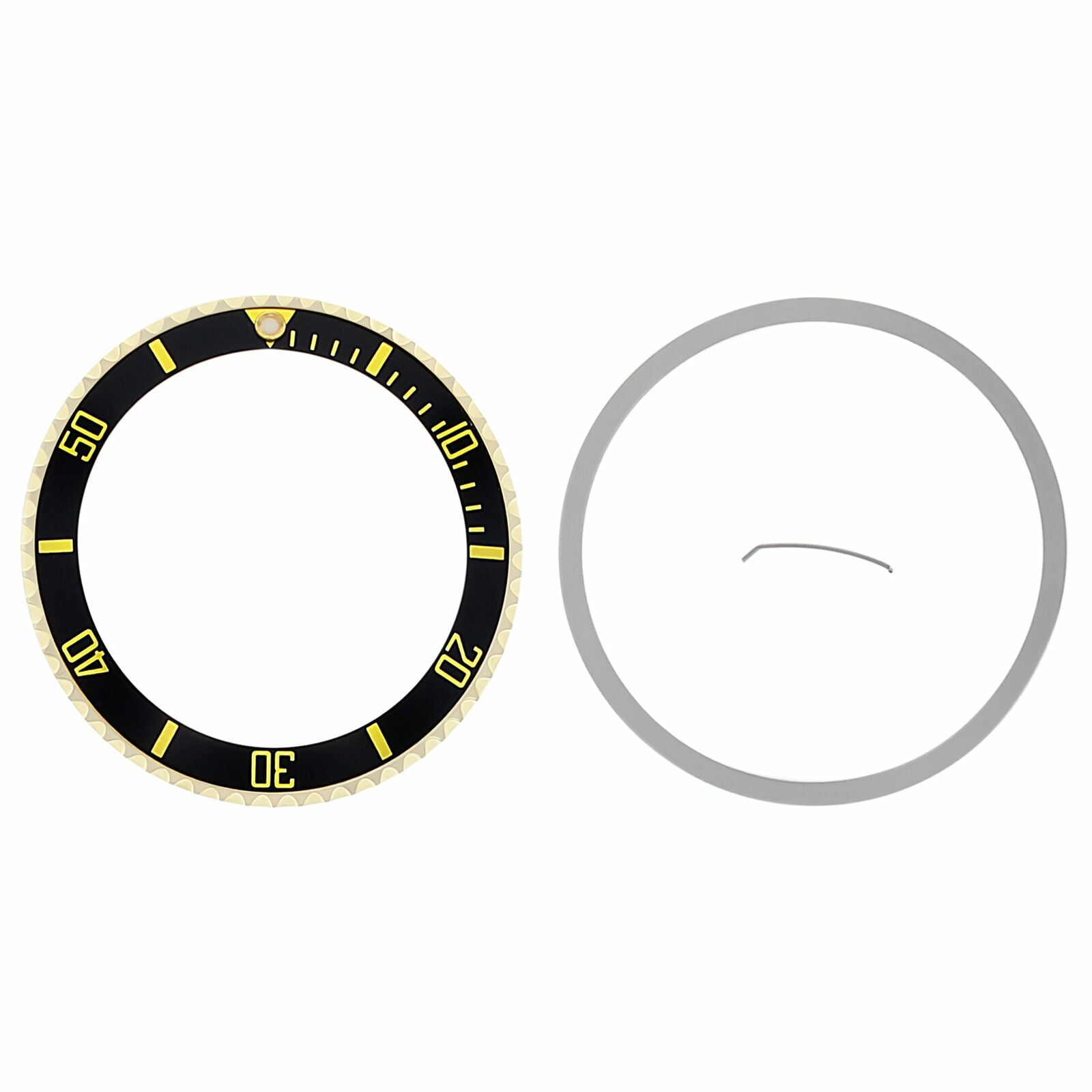 BEZEL + CERAMIC INSERT FOR ROLEX SUBMARINER 18KY GOLD 16800 16613 16610 ENGRAVED