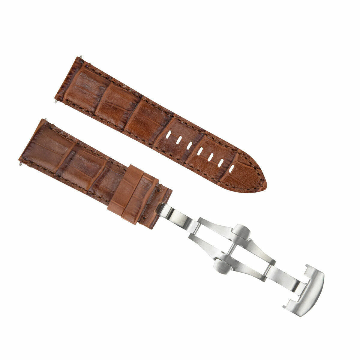 22MM LEATHER WATCH BAND STRAP FOR BREITLING NAVITIMER CHRONOMAT COLT LIGHT BROWN