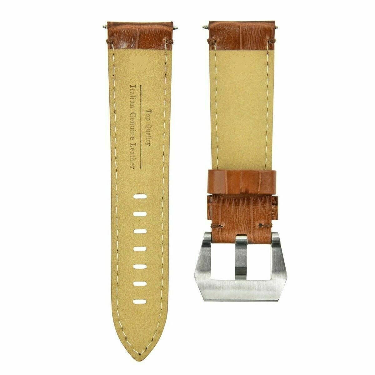 24MM LEATHER WATCH BAND STRAP FOR BREITLING NAVITIMER CHRONOMAT COLT LIGHT BROWN