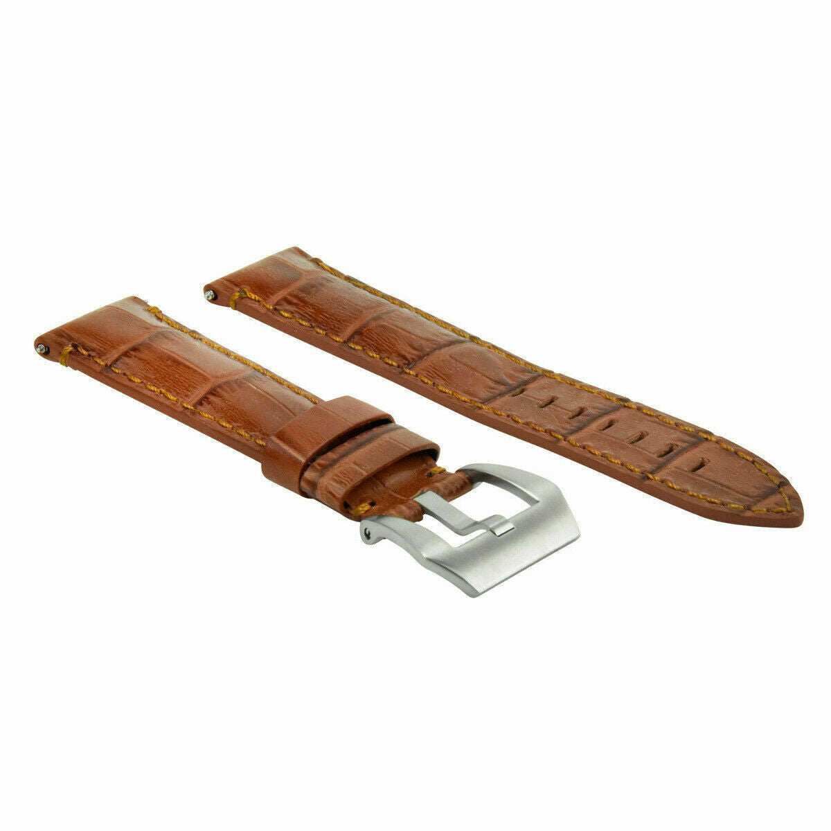 24MM LEATHER WATCH BAND STRAP FOR BREITLING NAVITIMER CHRONOMAT COLT L/BROWN OC