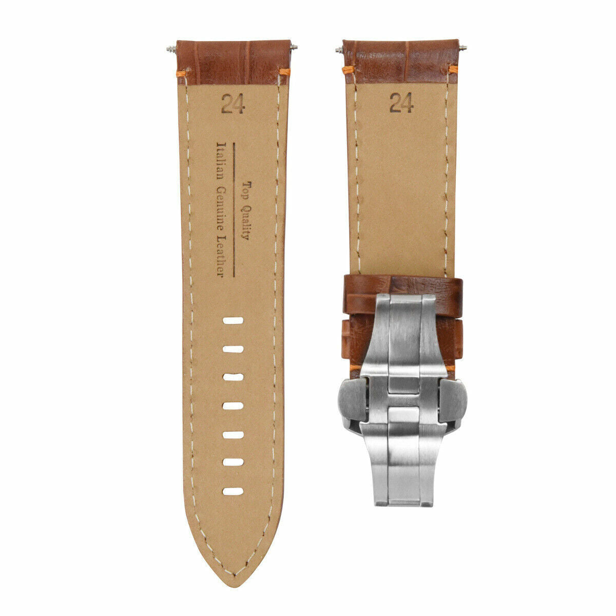 24MM LEATHER WATCH BAND STRAP FOR PANERAI MARINA LUMINOR RADDIOMIR GMT BROWN OS