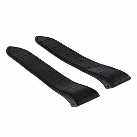 23MM LEATHER WATCH BAND STRAP FOR CARTIER SANTOS 100XL WATCH 38M BLACK