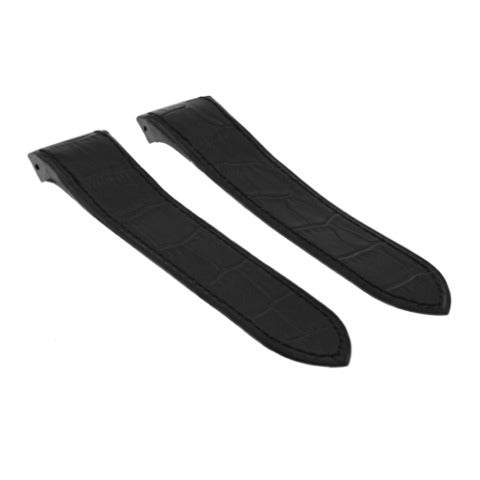 23MM LEATHER WATCH BAND STRAP FOR CARTIER SANTOS 100XL WATCH 38M BLACK