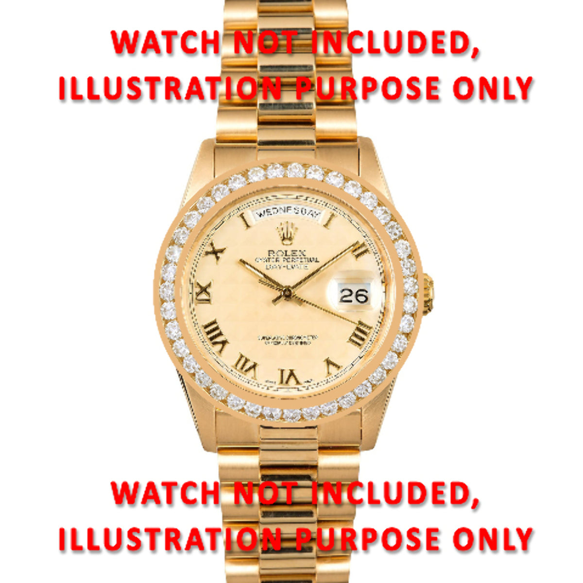 3 CT CREATED DIAMOND BEZEL FOR ROLEX DATEJUST PRESIDENT DAY DATE 3 CT GOLD COLOR