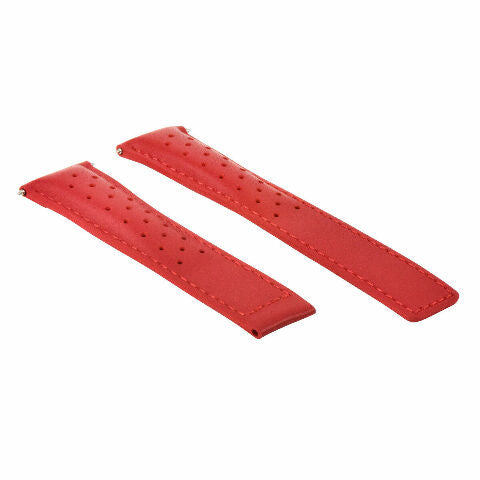 19MM LEATHER WATCH BAND STRAP FOR TAG HEUER CARERRA TWIN TIME F1 PERFORATED RED