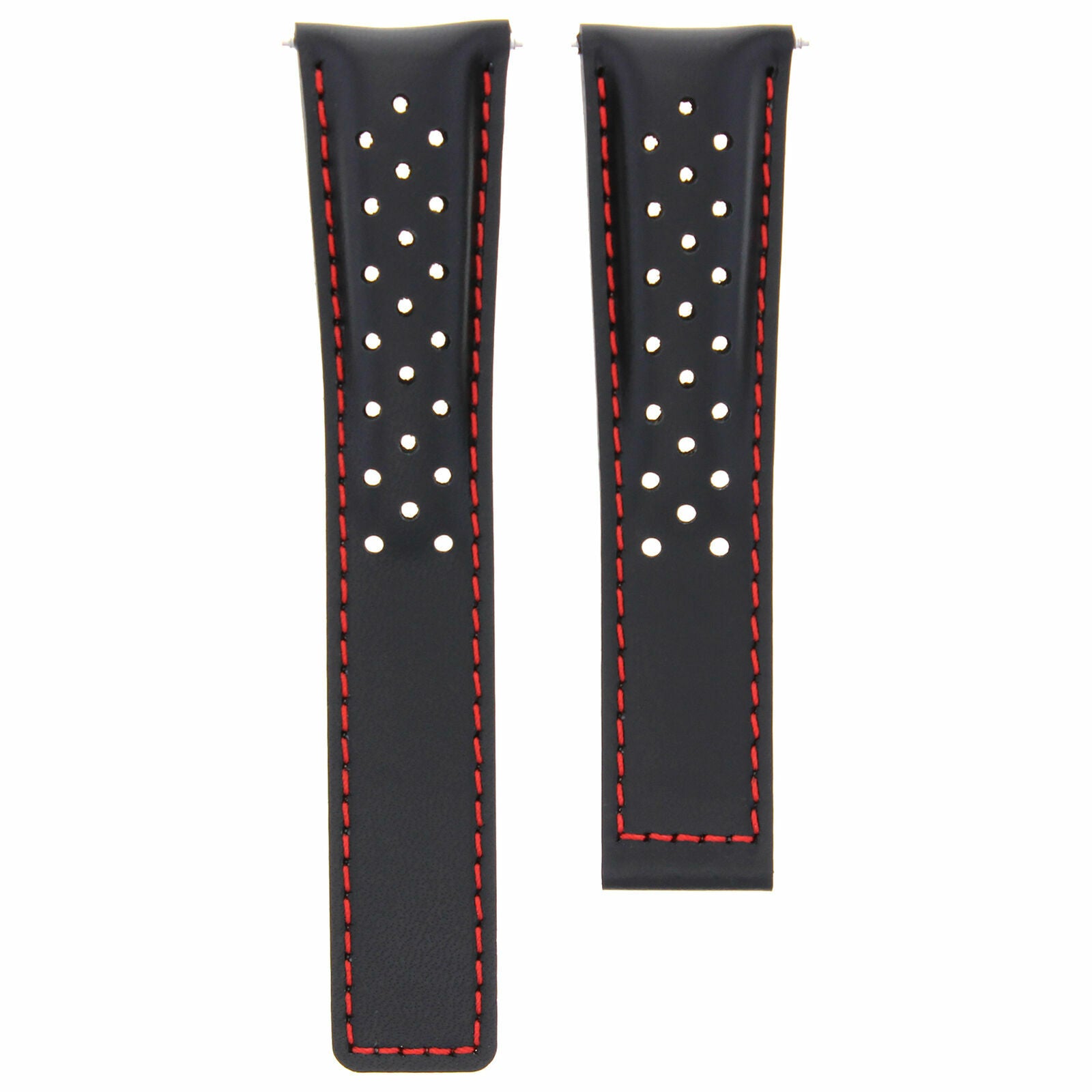 19MM LEATHER WATCH BAND STRAP FOR TAG HEUER CARERRA TWIN TIME F1 PERFORAT BLACK