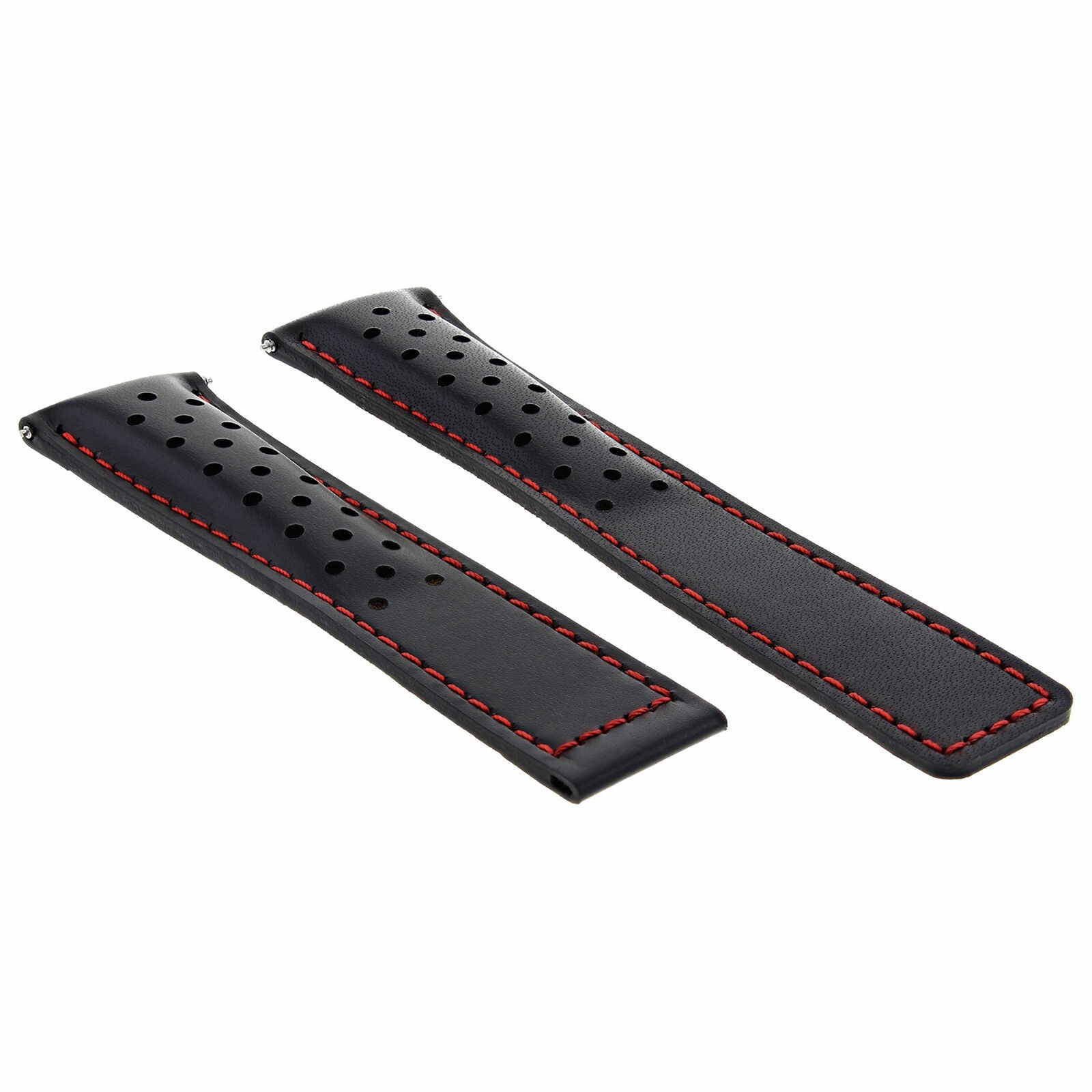 19MM LEATHER WATCH BAND STRAP FOR TAG HEUER CARERRA TWIN TIME F1 PERFORAT BLACK