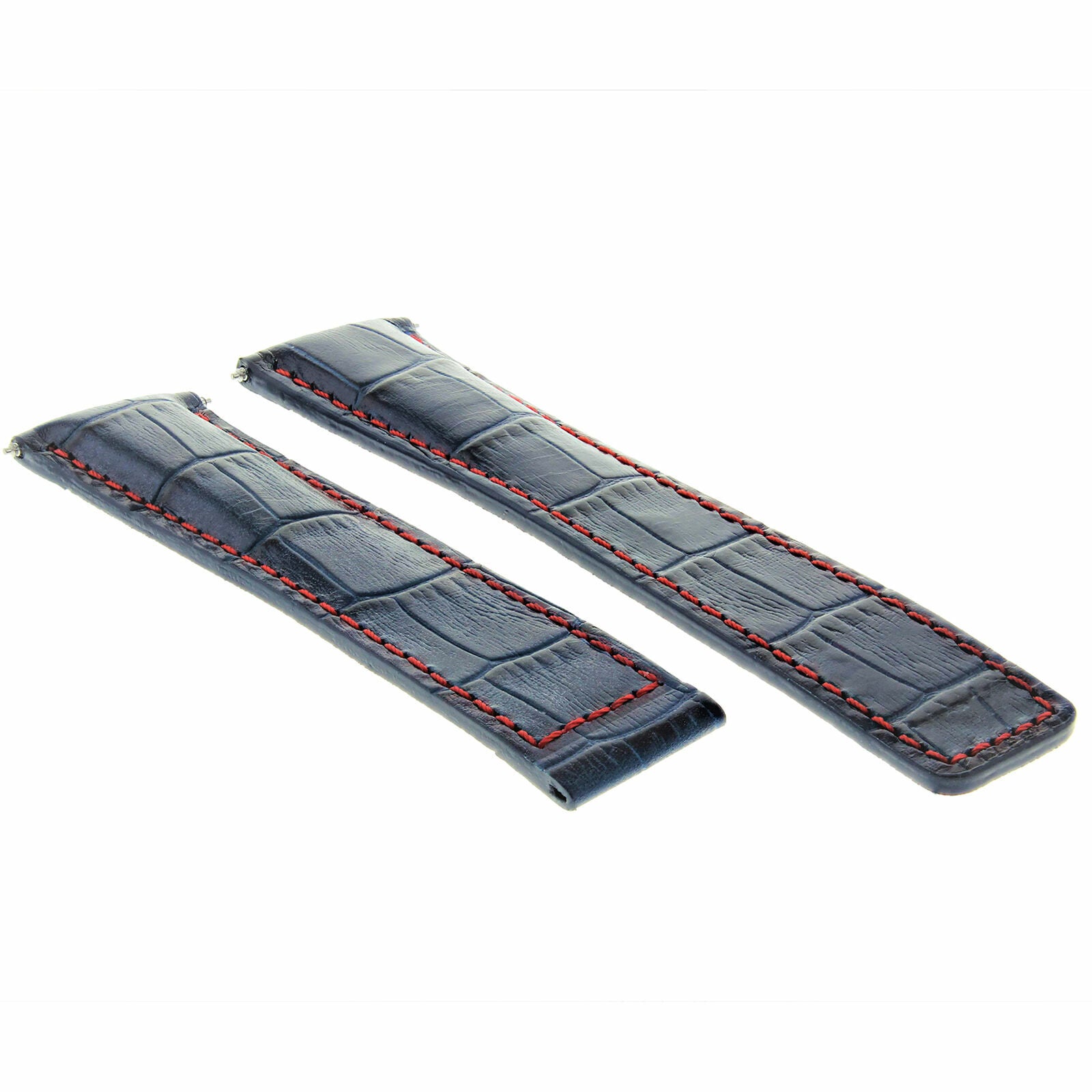 19MM LEATHER STRAP BAND FOR TAG HEUER CARRERA TWIN TIME FORMULA BLUE/RED