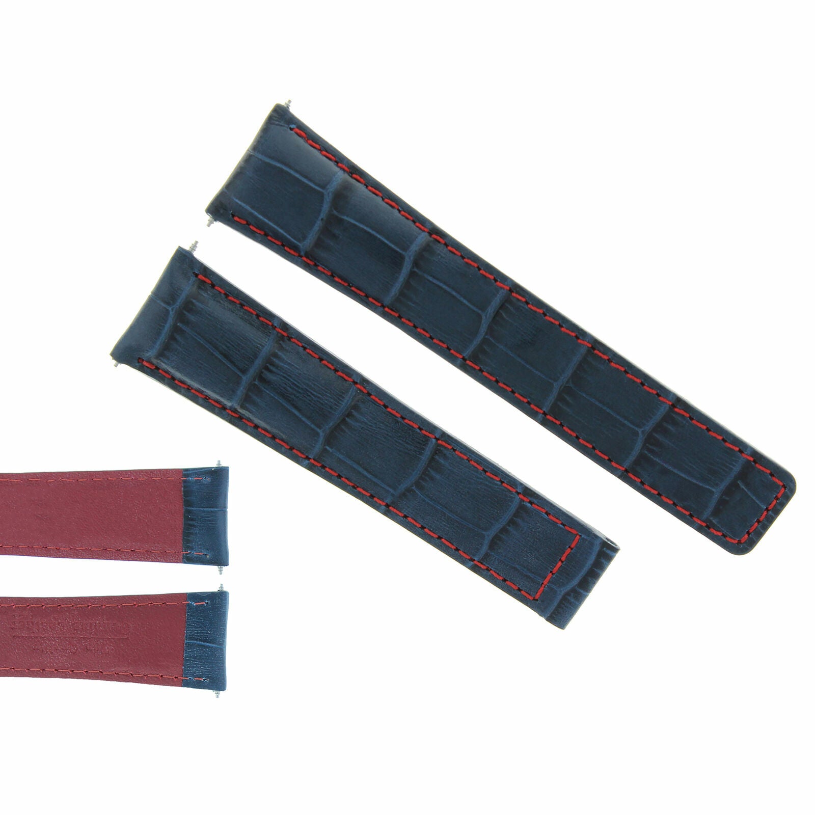 19MM LEATHER STRAP BAND FOR TAG HEUER CARRERA TWIN TIME FORMULA BLUE/RED