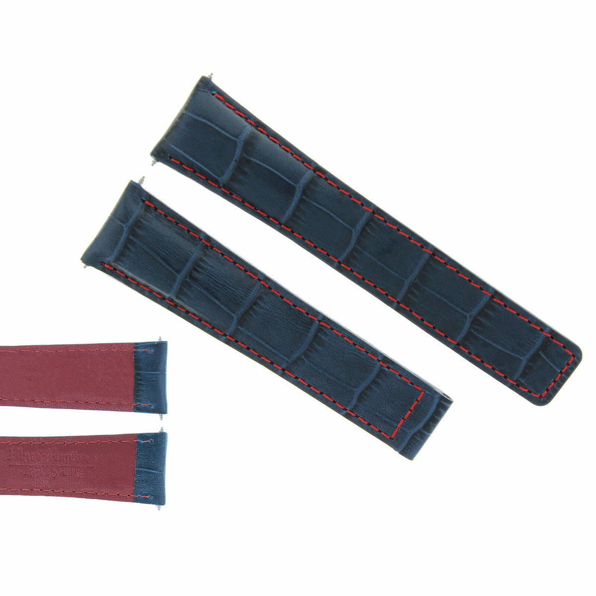 19-20-21-22MM TWO-PIECE LEATHER WATCH BAND STRAP WITH DEPLOYMENT CLASP FOR WATCH