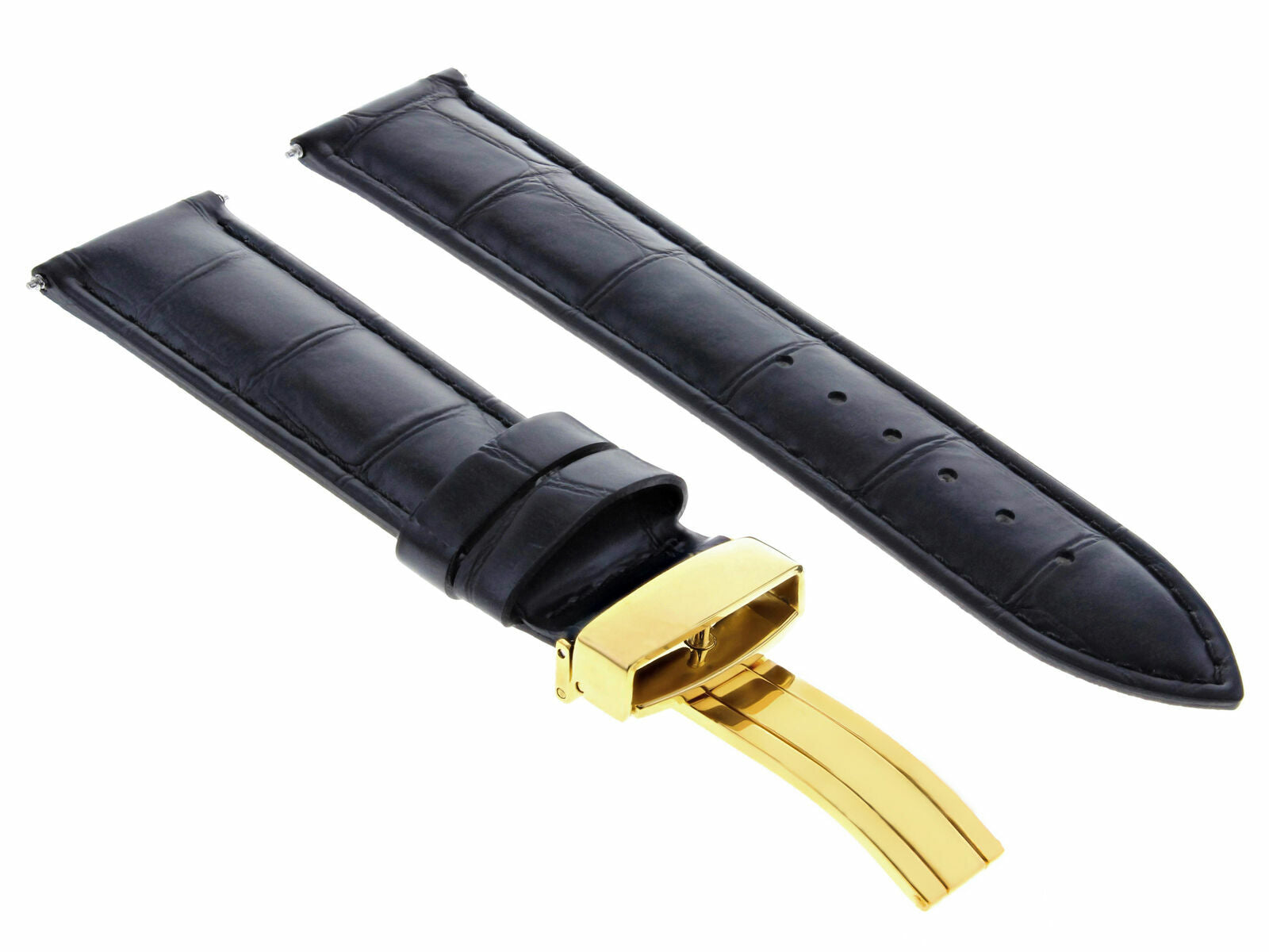 LEATHER STRAP BAND DEPLOYMENT CLASP FOR TISSOT GOLD 18MM