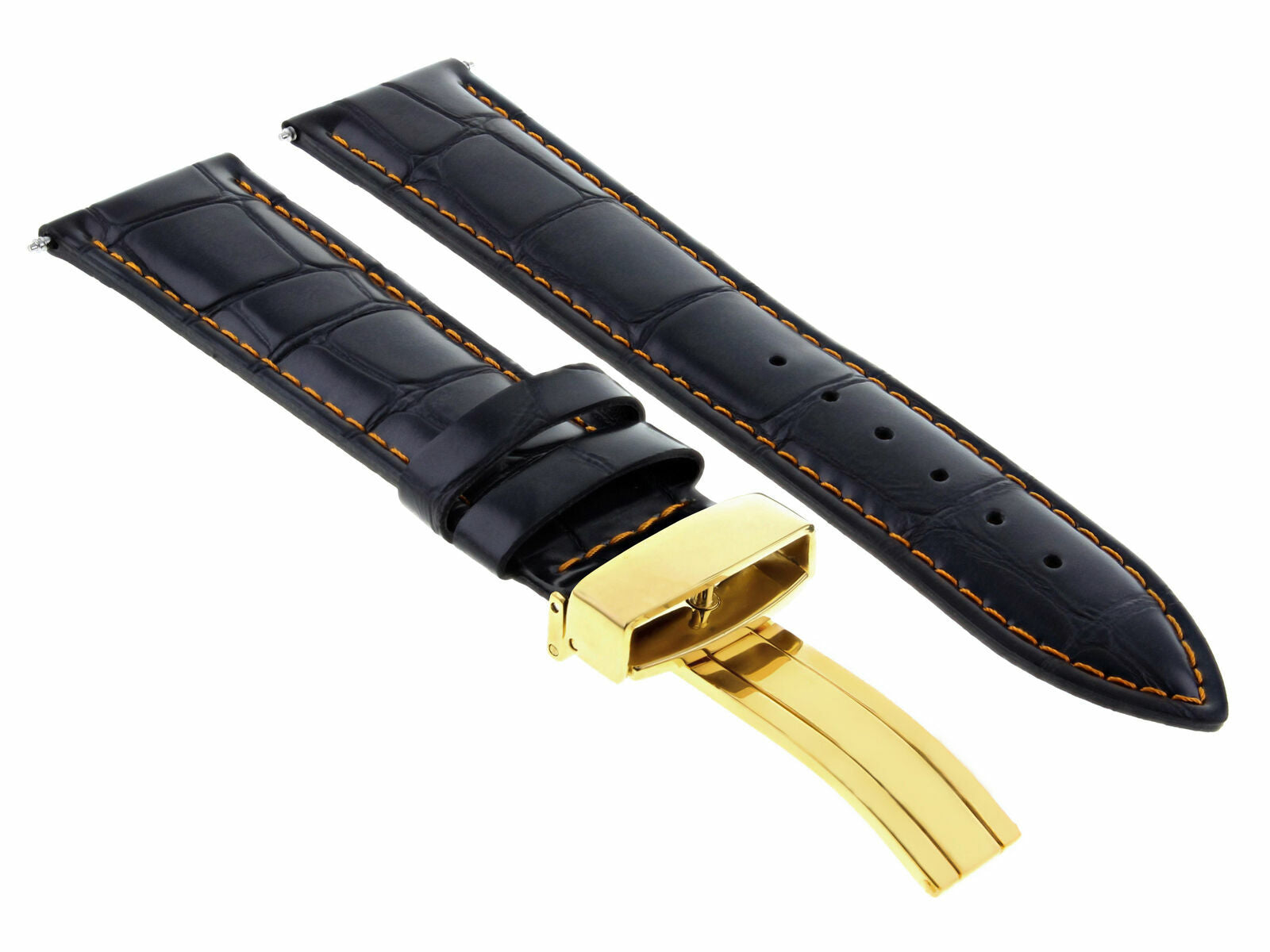LEATHER STRAP BAND DEPLOYMENT CLASP FOR TISSOT GOLD 18MM