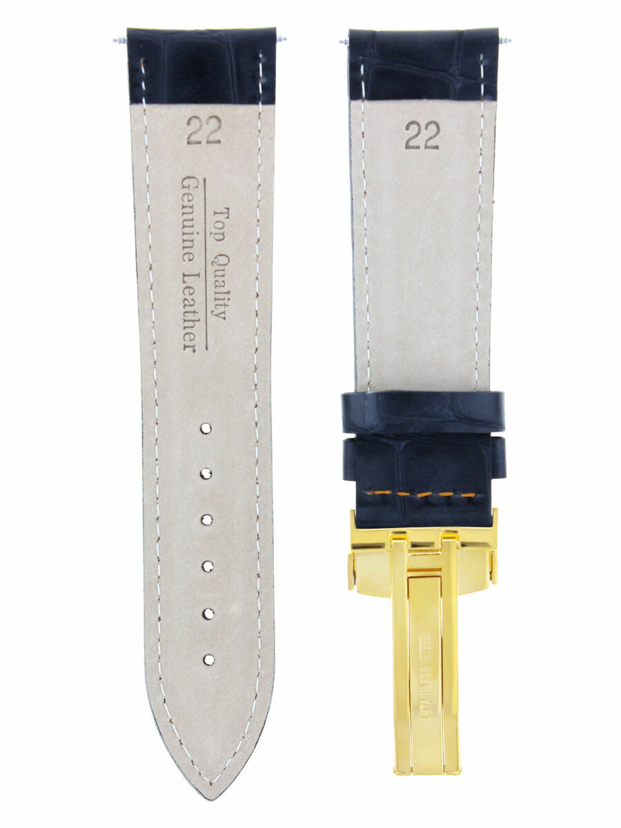 LEATHER STRAP BAND DEPLOYMENT CLASP FOR TISSOT GOLD 18MM