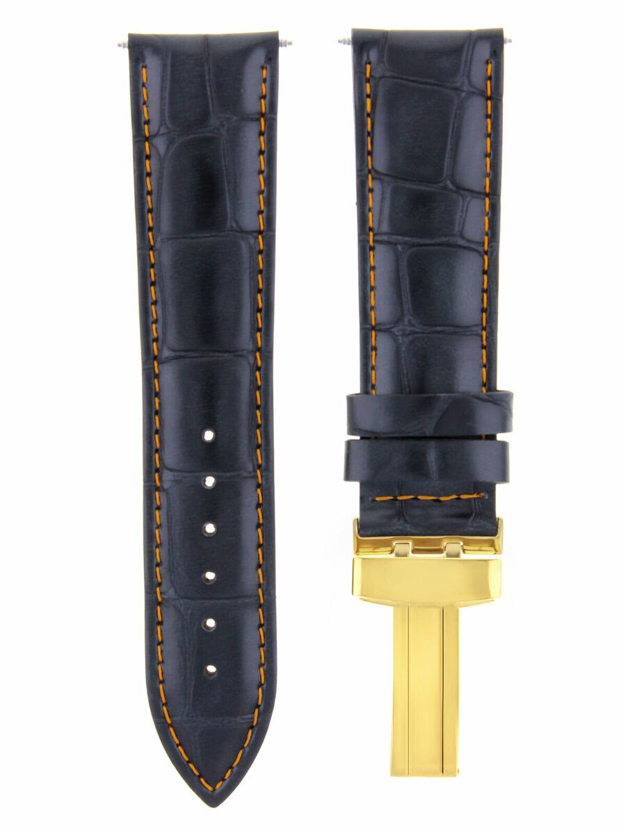 LEATHER STRAP BAND DEPLOYMENT CLASP FOR TISSOT GOLD 18MM