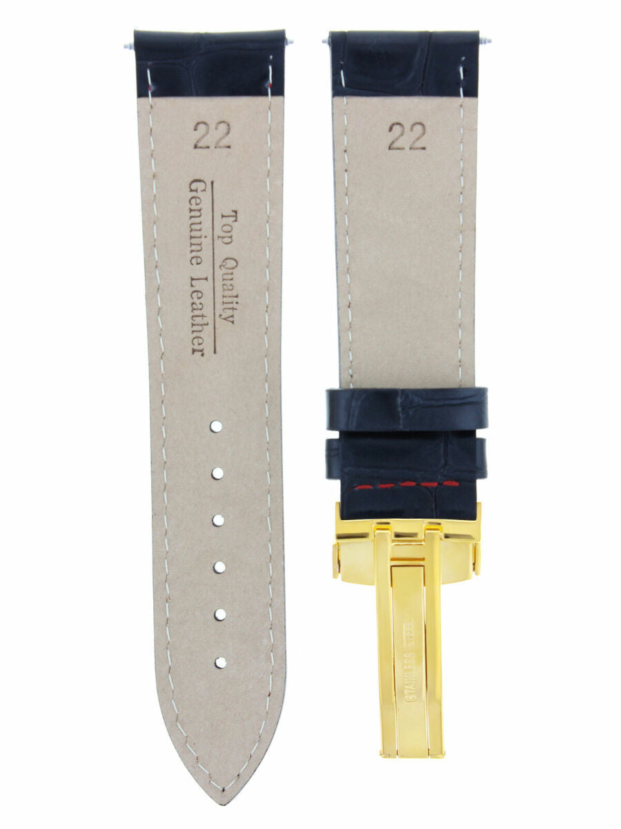 LEATHER STRAP BAND DEPLOYMENT CLASP FOR TISSOT GOLD 18MM