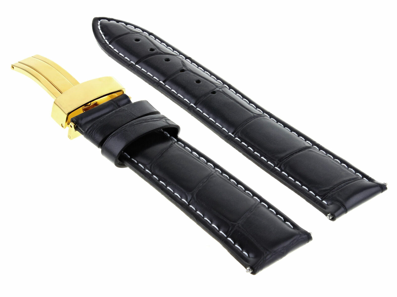 LEATHER STRAP BAND DEPLOYMENT CLASP FOR TISSOT GOLD 18MM