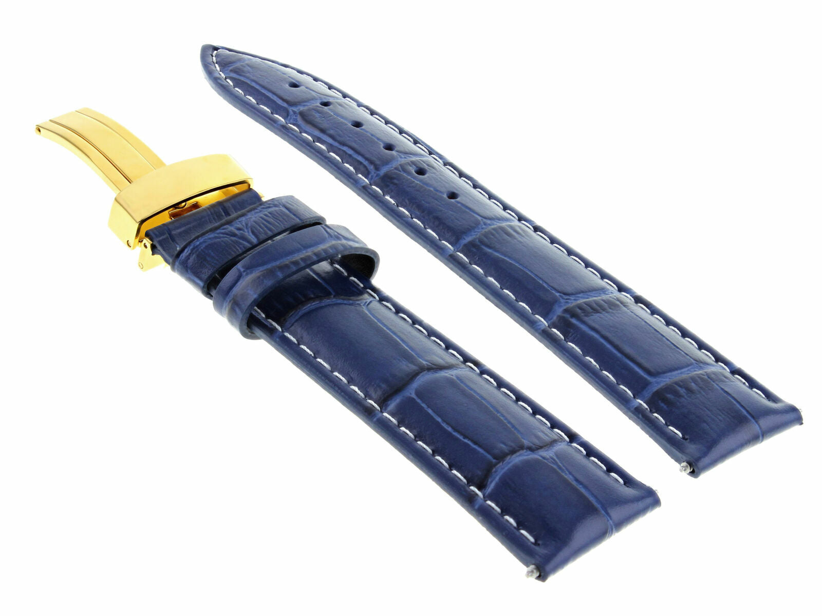 LEATHER STRAP BAND DEPLOYMENT CLASP FOR TISSOT GOLD 18MM