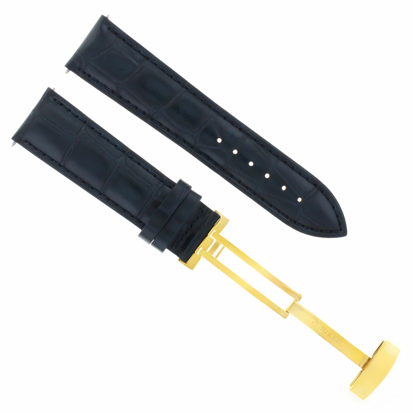 LEATHER STRAP BAND DEPLOYMENT CLASP FOR TISSOT GOLD 18MM