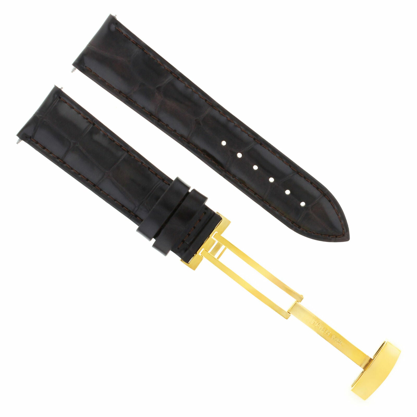 LEATHER STRAP BAND DEPLOYMENT CLASP FOR TISSOT GOLD 18MM