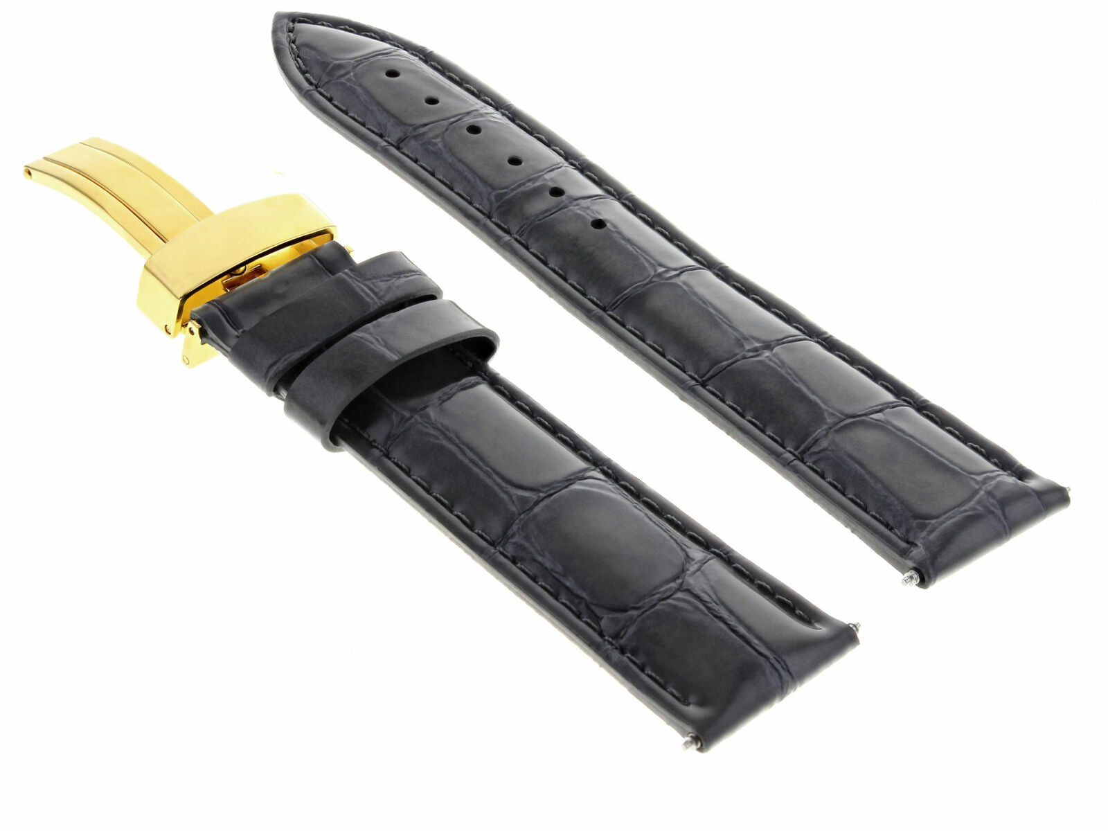 LEATHER STRAP BAND DEPLOYMENT CLASP FOR TISSOT GOLD 18MM