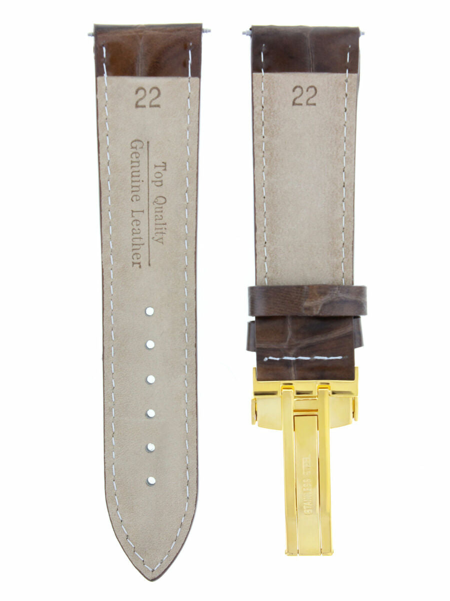 LEATHER STRAP BAND DEPLOYMENT CLASP FOR TISSOT GOLD 18MM