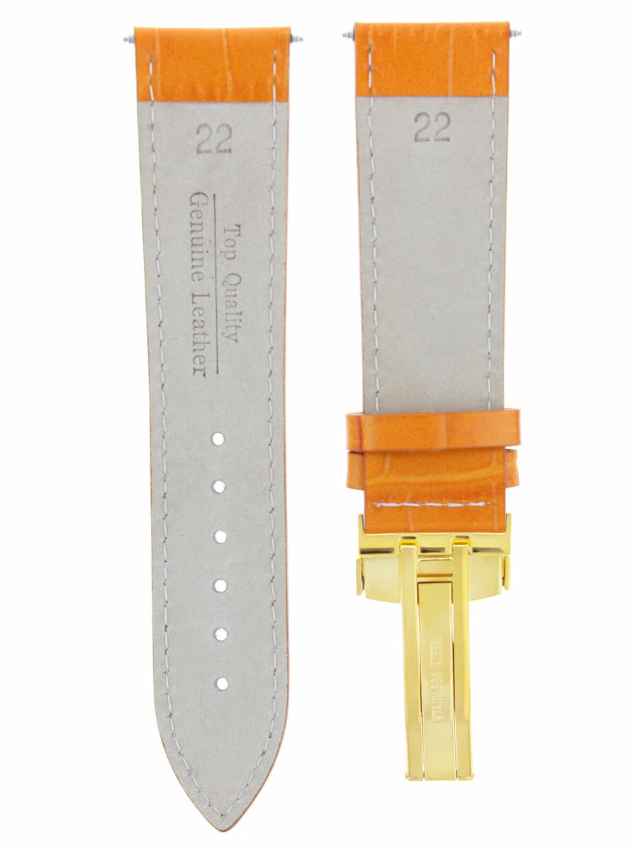 LEATHER STRAP BAND DEPLOYMENT CLASP FOR TISSOT GOLD 18MM