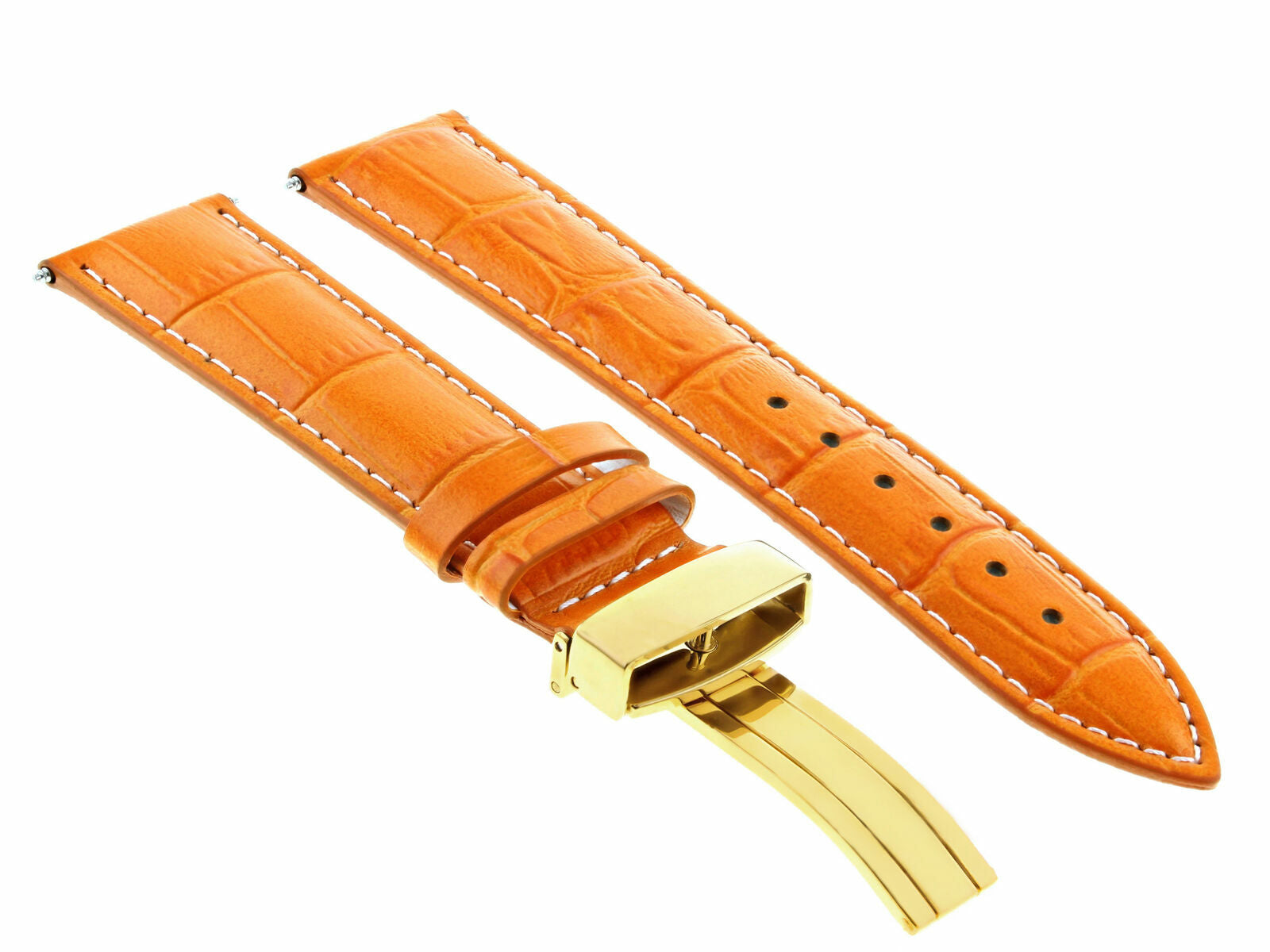 LEATHER STRAP BAND DEPLOYMENT CLASP FOR TISSOT GOLD 19MM