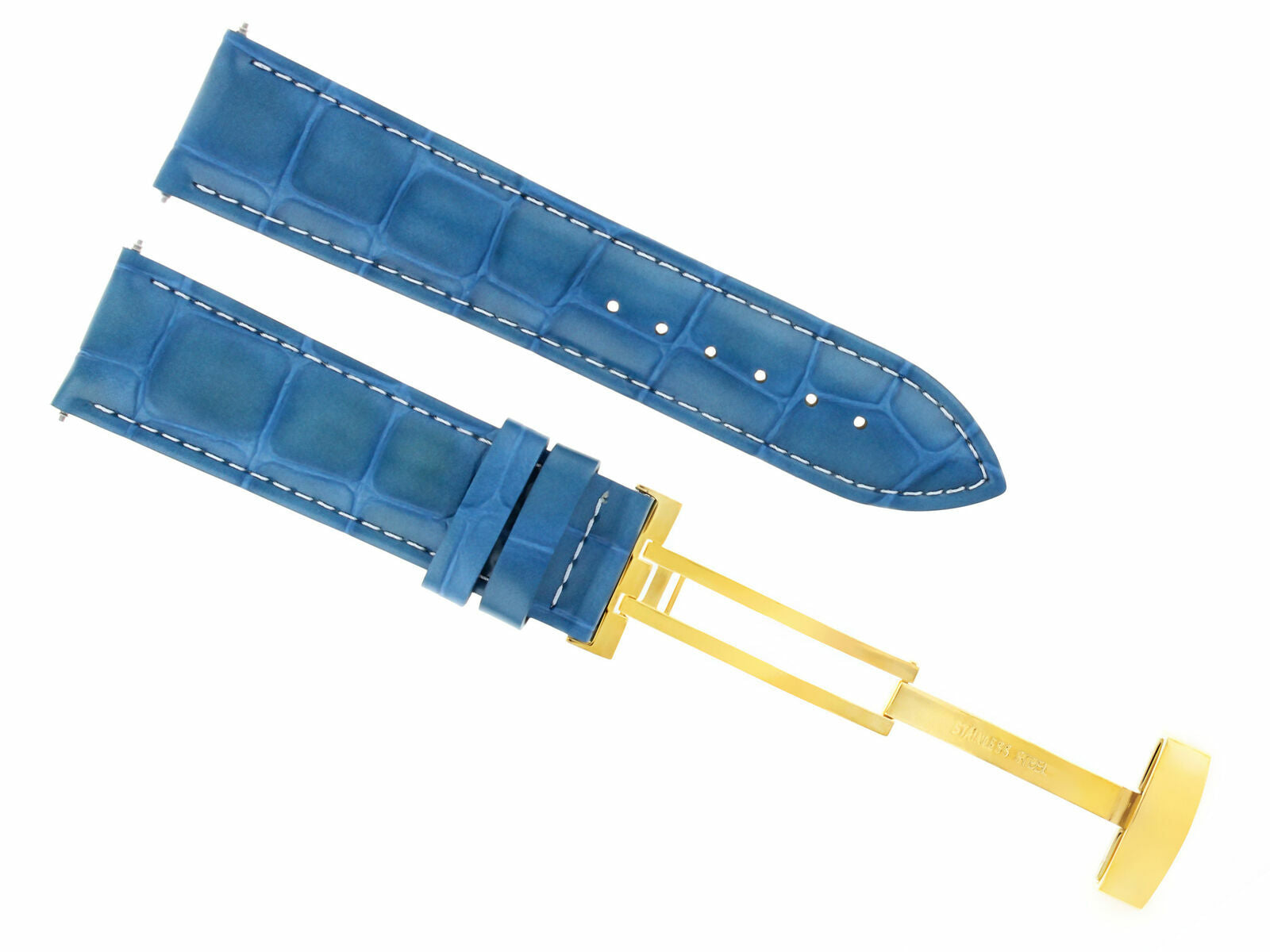 LEATHER STRAP BAND DEPLOYMENT CLASP FOR CITIZEN GOLD 18MM